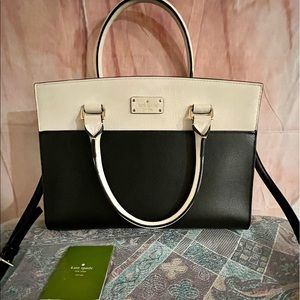 Kate Spade New York Leather Black/White  Satchel Purse